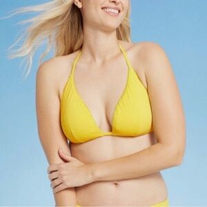 Shade&Shore Women Yellow Triangle Bikini Top Medium 34D Beach RemovablePad